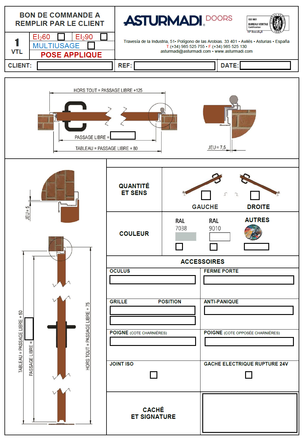 variation dimensions porte cadre z